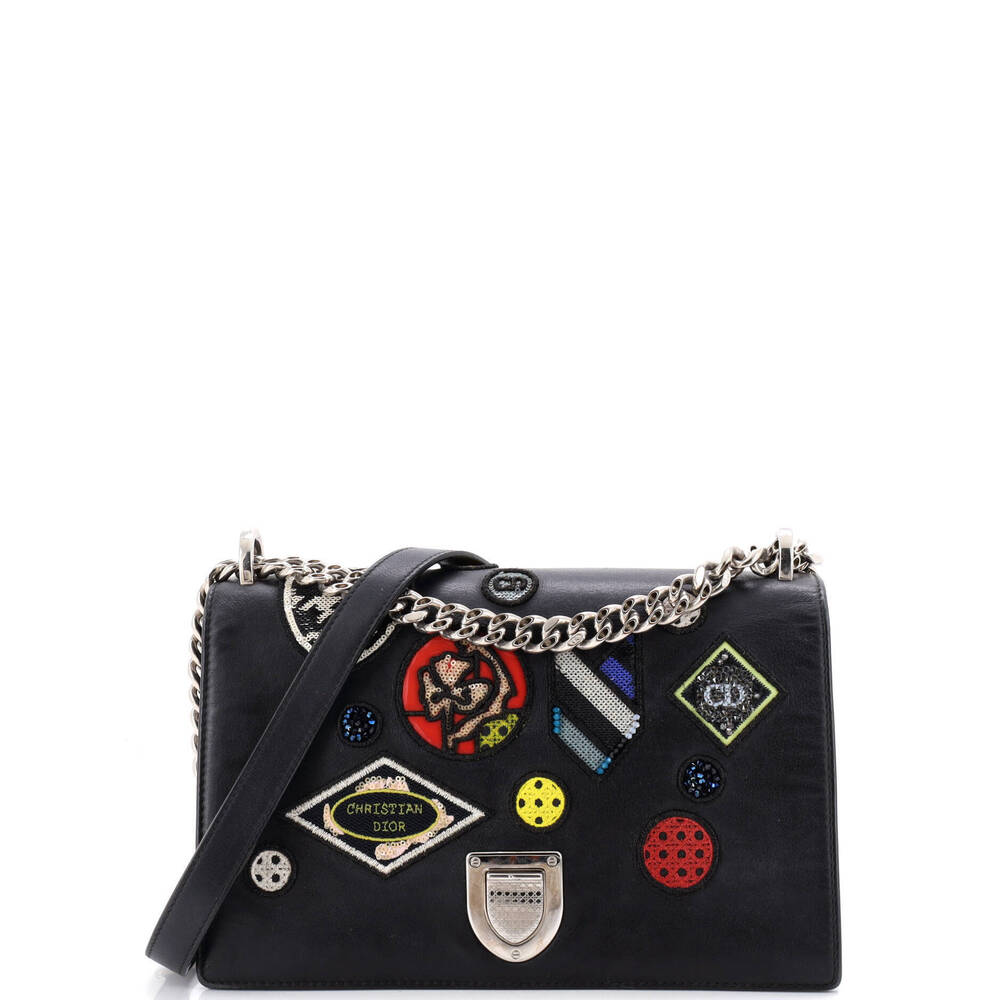 Christian Dior Medium Diorama Flap Bag Patch Embellished Leather